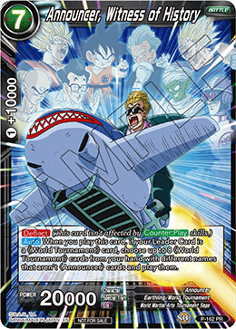 DBSCG P-162 PR Announcer, Witness of History (Power Booster: World Martial Arts Tournament)