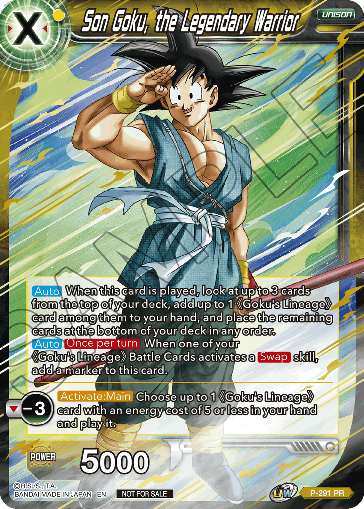 DBSCG P-291 PR Son Goku, the Legendary Warrior (BT12 Pre-Release)